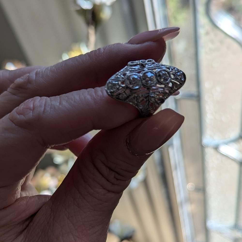 Antique Platinum 1.48TW diamond ring size 5.5 ๐น๐น๐น๐น - Picture 13 of 15